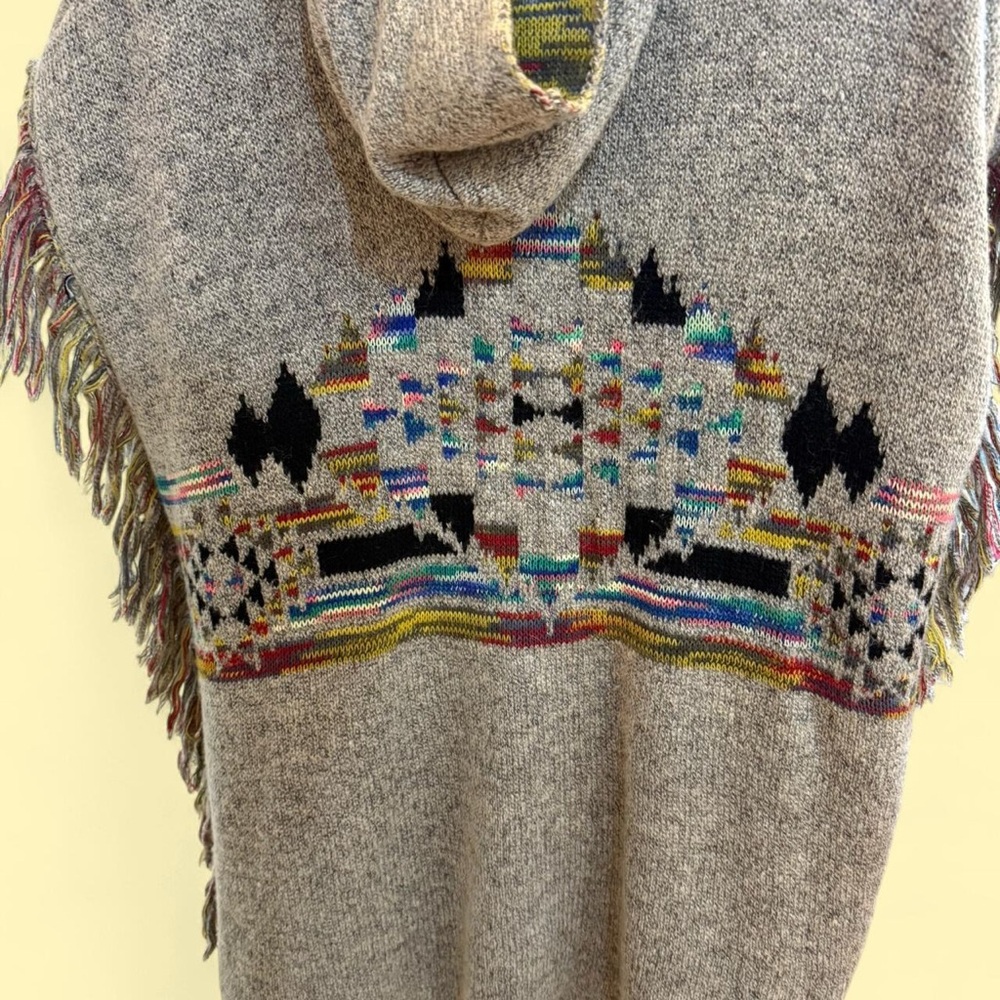 Selfie Couture Colorful Fringed Poncho Sweater - Picture 3 of 10